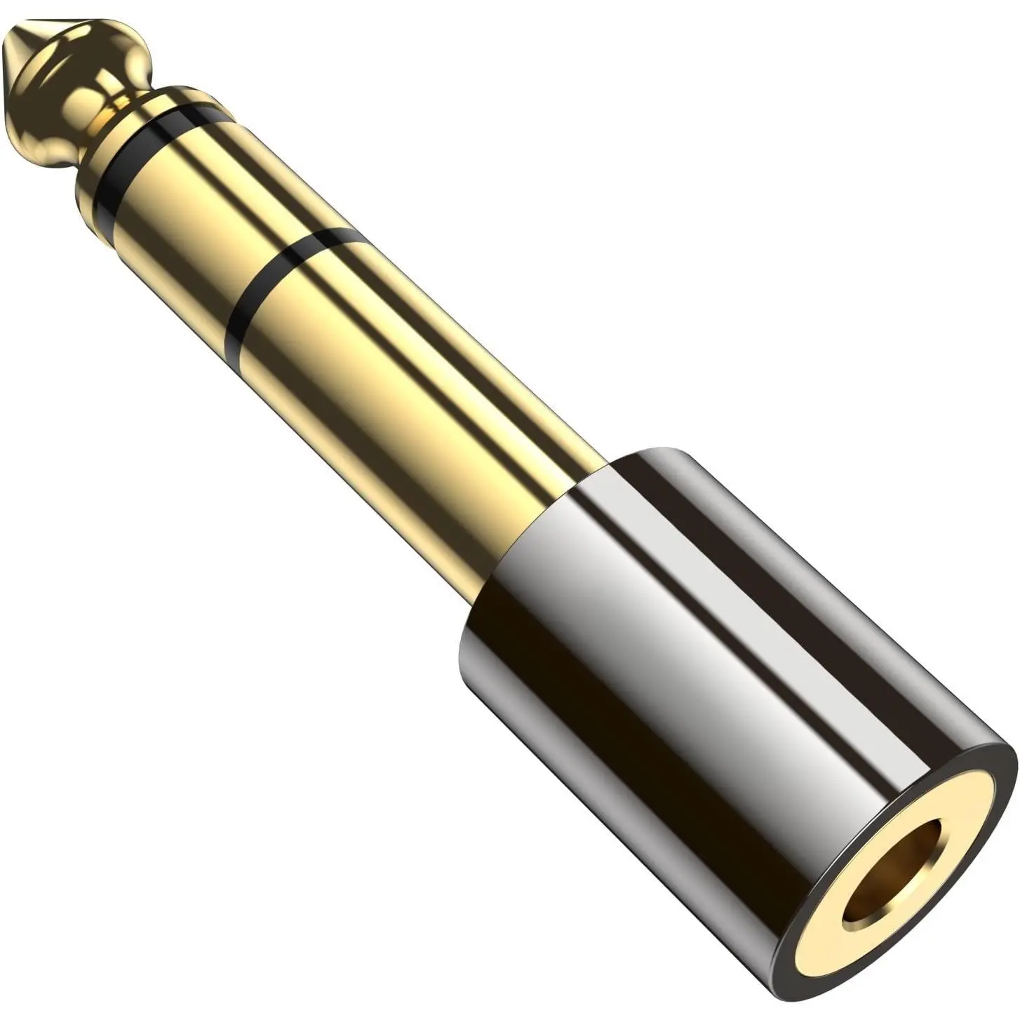 6.35mm Male to 3.5mm Female Stereo Audio Jack Headphone Adapter | 1/4 inch to 1/8 inch Adapter, HiFi Stereo Sound, 24K  Plated, For Speaker Headphone Guitar Digital Piano Amp, 1 Pack