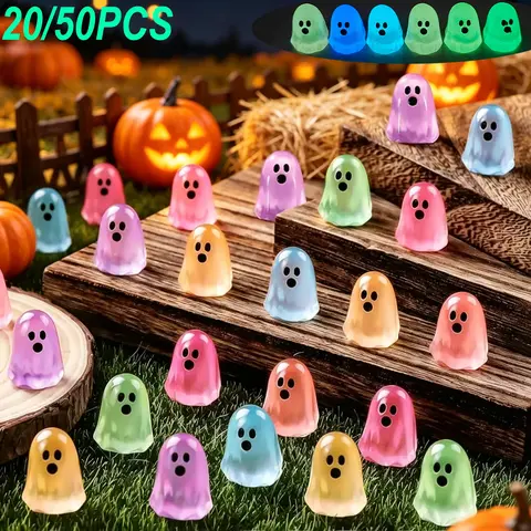 20/50 Random Cute Glow-In-The-Dark Mini Ghosts, DIY Decoration Hanging Accessories, Mini Micro Landscape Halloween Ornaments, Resin Decor