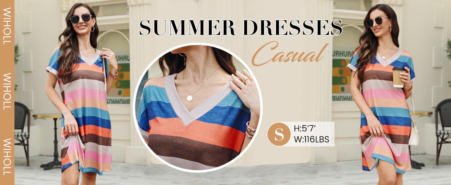 WIHOLL Dresses for Women 2026 Casual Summer Tshirt Dress Wedding Guest Dresses Short Sleeve Fashion Beach Vacation Clothes WIHOLL Dresses for Women 2026 Casual Summer Tshirt Dress Wedding Guest Dresses Short Sleeve Fashion Beach Vacation Clothes