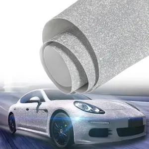 Metallic Sparkling Silver Self-Adhesive Car Vinyl Wrap Roll - Water Resistant DIY Film for Car Interior/Exterior Decoration, Home Appliances, Table, Cabinet - 11.81in x 78.74in