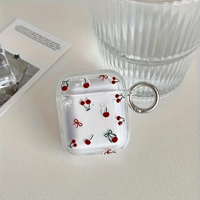 Cute Cherry Bow Design Case Suitable for Apple Headphones, Providing Drop Protection And Scratch Resistance for Airpods Charging Case