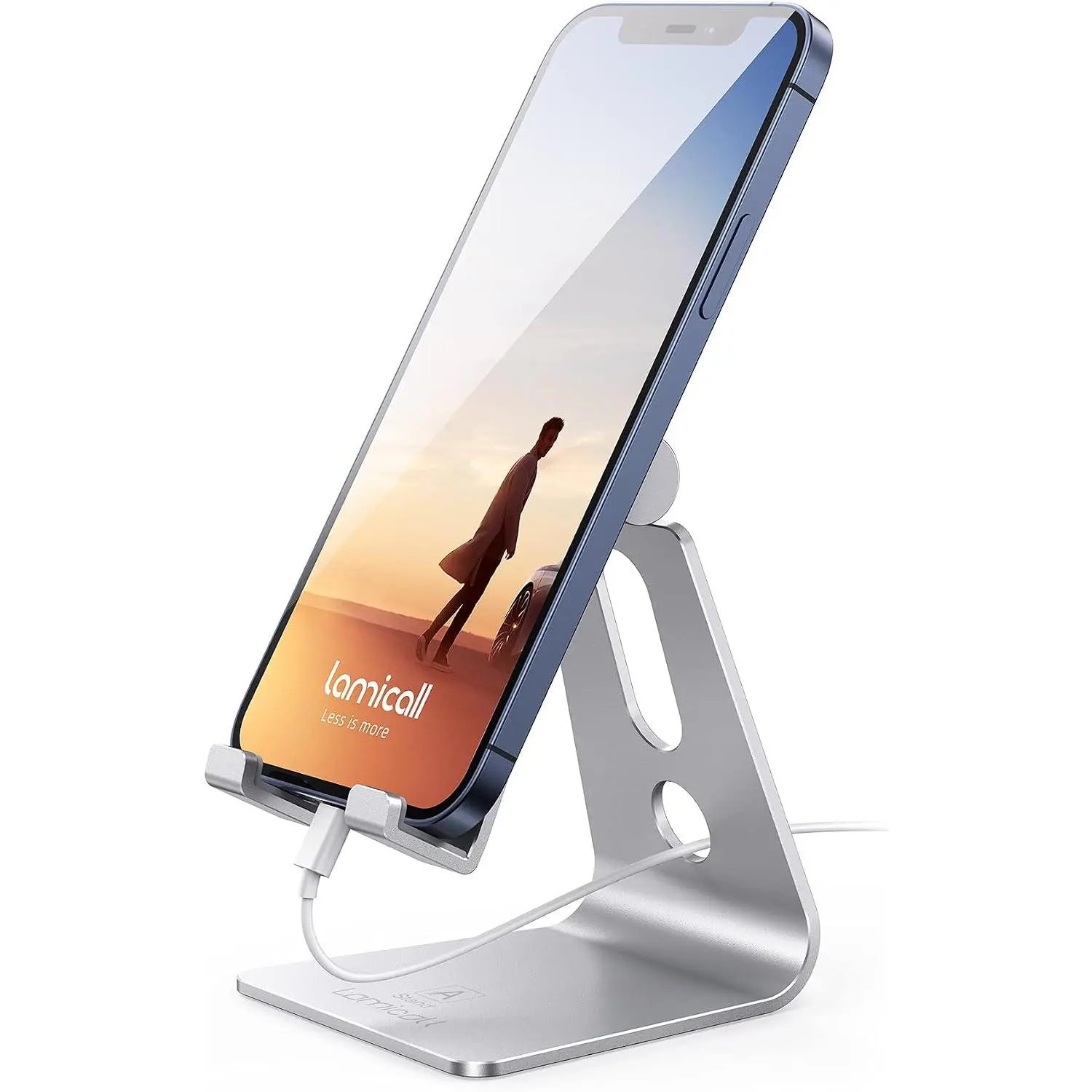 Aluminum Adjustable Desk Phone Stand, Universal Holder for iPhone & Other Smartphones Cellphone Mount Black