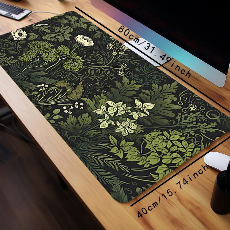 Creative Plant Pattern Mouse Pad, Rectangle Gaming Mouse Pad, Non-slip Large Surface Rubber Base Stitched Edge Desk Keyboard Mat for Home Office Game Desktop Accessory, Office Accessories
