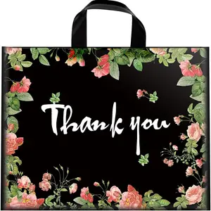 Thank You Bags, 50 Pack Extra Thick 12"x15"  Shopping Bags for Boutique, Plastic Retail  Merchandise