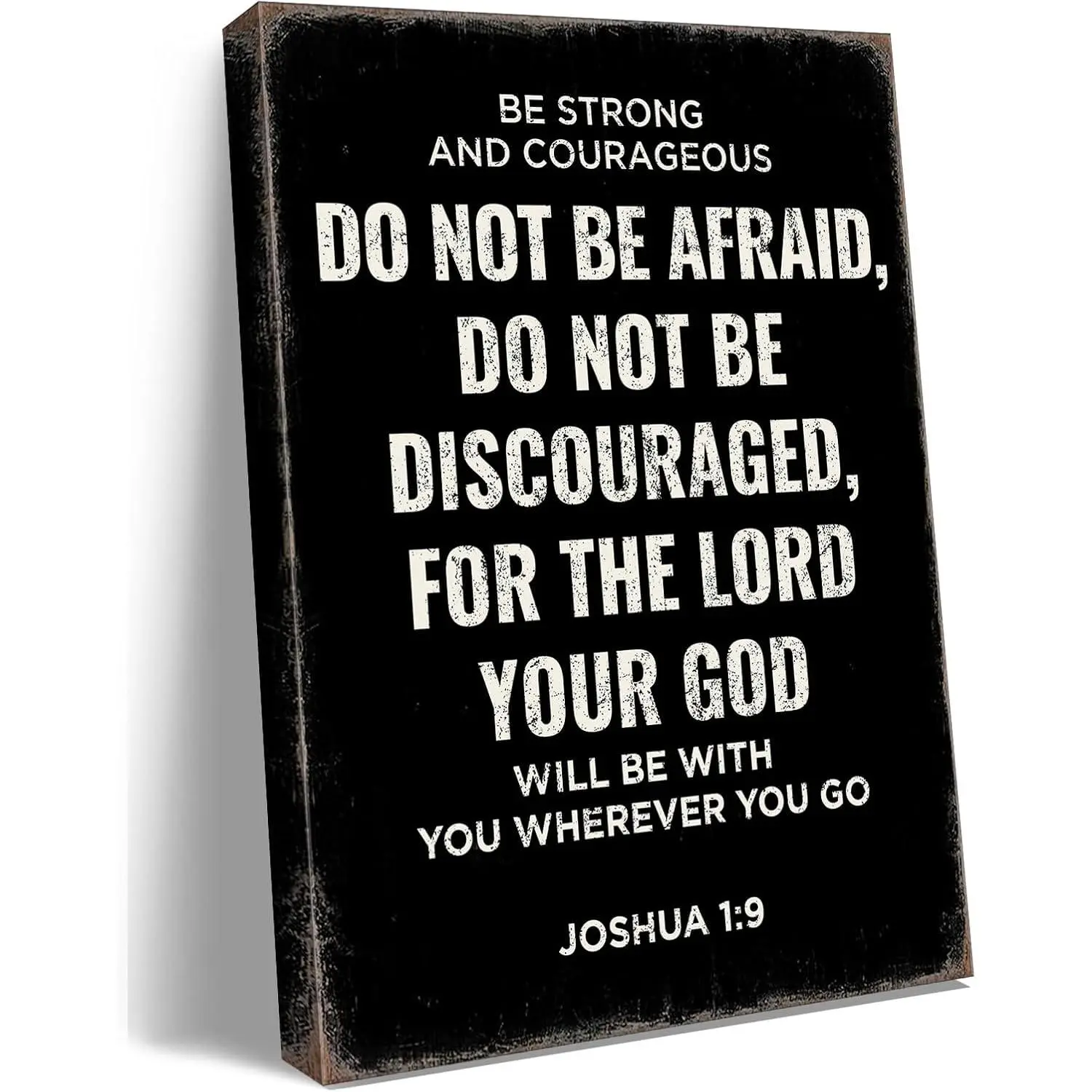 Bible Verse Canvas Wall Art – “Be Strong and Courageous” Joshua 1:9 Christian Scripture Inspirational Framed Wall Decor for Prayer Room, Living Room & Bedroom, Faith-Based Religious Gift (A-387)