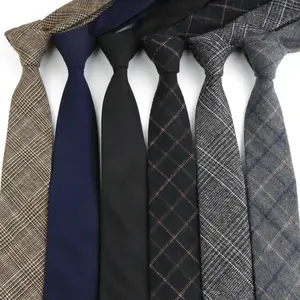 Classic Mens Solid Cotton Handmade 6cm Ties Striped Narrow Collar Slim Necktie Black Red Blue Formal Business Wedding Tie Gift