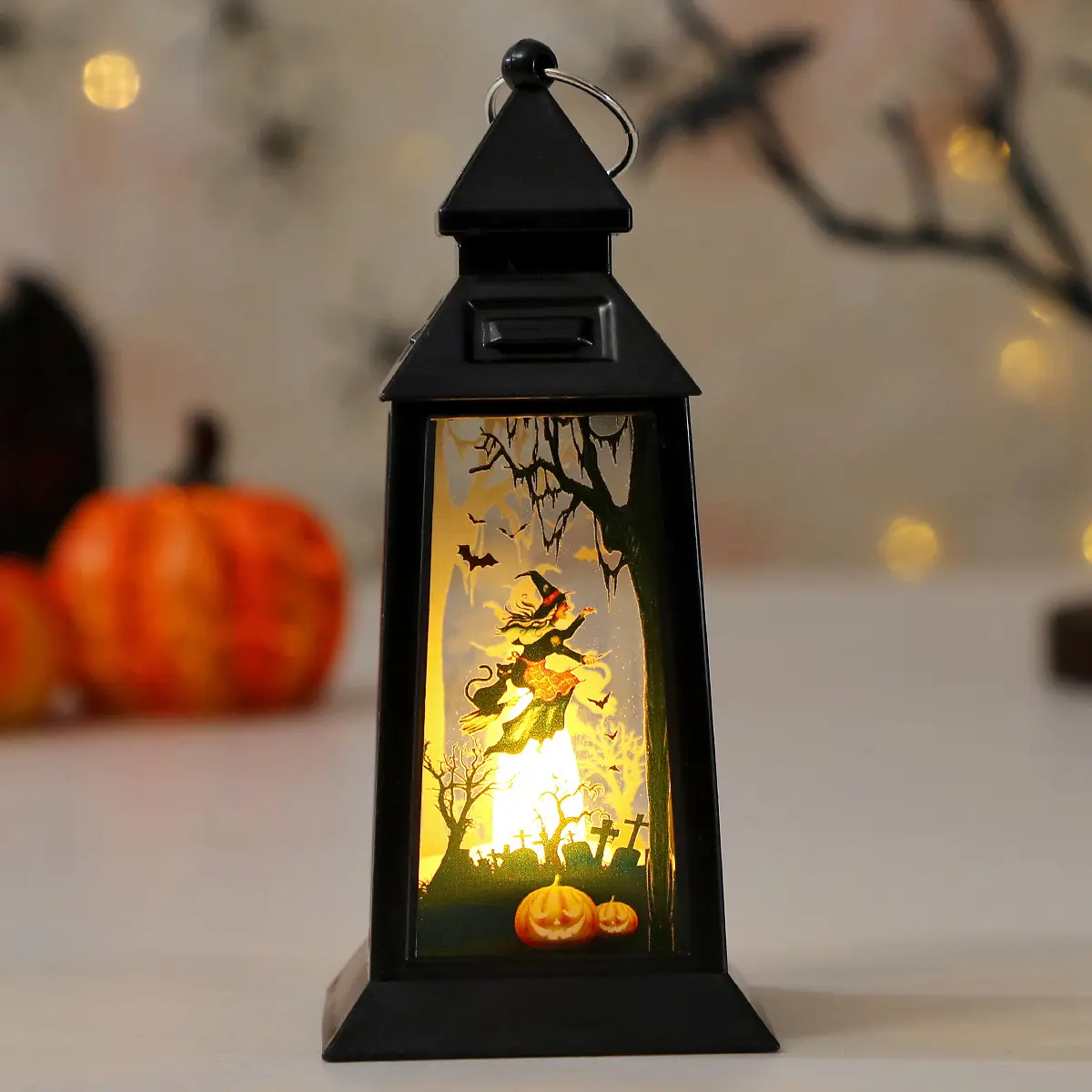 Halloween Pumpkin Lantern Handheld Lamp Decoration, Lighted Lantern, Castle Style Hanging Prop, Halloween Party Decorations, 1 Piece