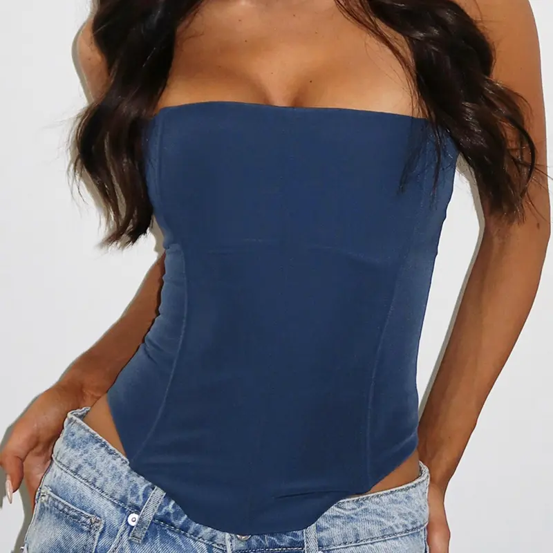 Women's Plain Lace Up Backless Solid Corset Tube Top, Fashion Casual Sleeveless High Low Hem Strapless Top for Daily Outdoor Wear, Ladies Clothes for All Seasons #GLOBAL PICKS