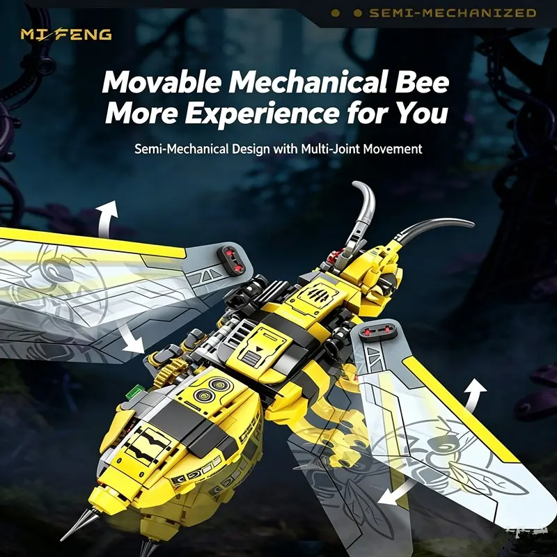 1 Steampunk Honey Collector Building Kit, Creative Mechanical Bee Figurine with Exquisite Wings & Display Stand, Brick Toy for Kids Teens 12-18+, Birthday Gift, 2026 Trendy Hobby Choice