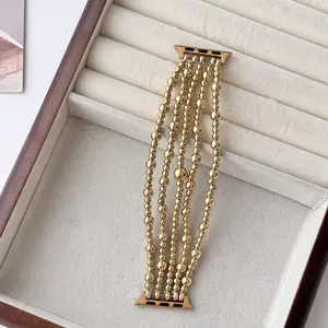 1PC Fashion Metal Bead Chain Smart Strap, Elastic Rope, Compatible with Apple Watch 38/40/41/42/44/45/46/49mm, Suitable for Apple Watch Series Ultra/SE/11/10/9/8/7/6/5/4/3/2/1, Smart Watch Straps, Smartwatch Accessories
