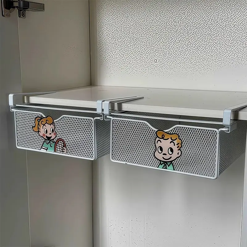 Modern Hanging Type Drawer Storage Organizer - Double Layer, Carbon Steel, Closet Storage Solution for Underwear, Bras, Socks, Multi-Purpose Wardrobe Divided Holder, Boxes, Drawer And Bin Insertion Storage Boxes