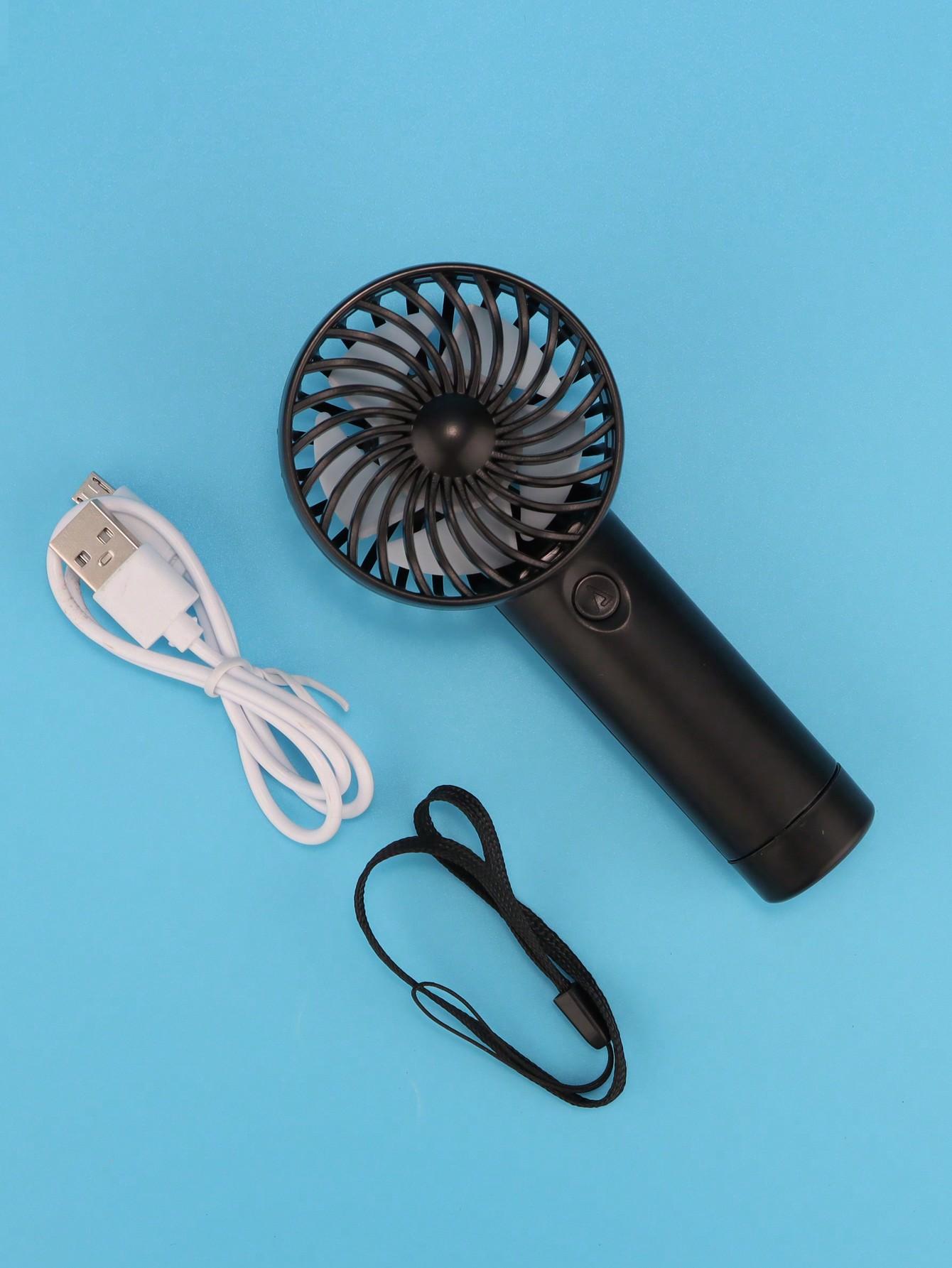1pc Rechargeable 500mAh Lithium Battery Operated 3-Speed Adjustable Mini Handheld Fan With USB Charging Cable & Lanyard