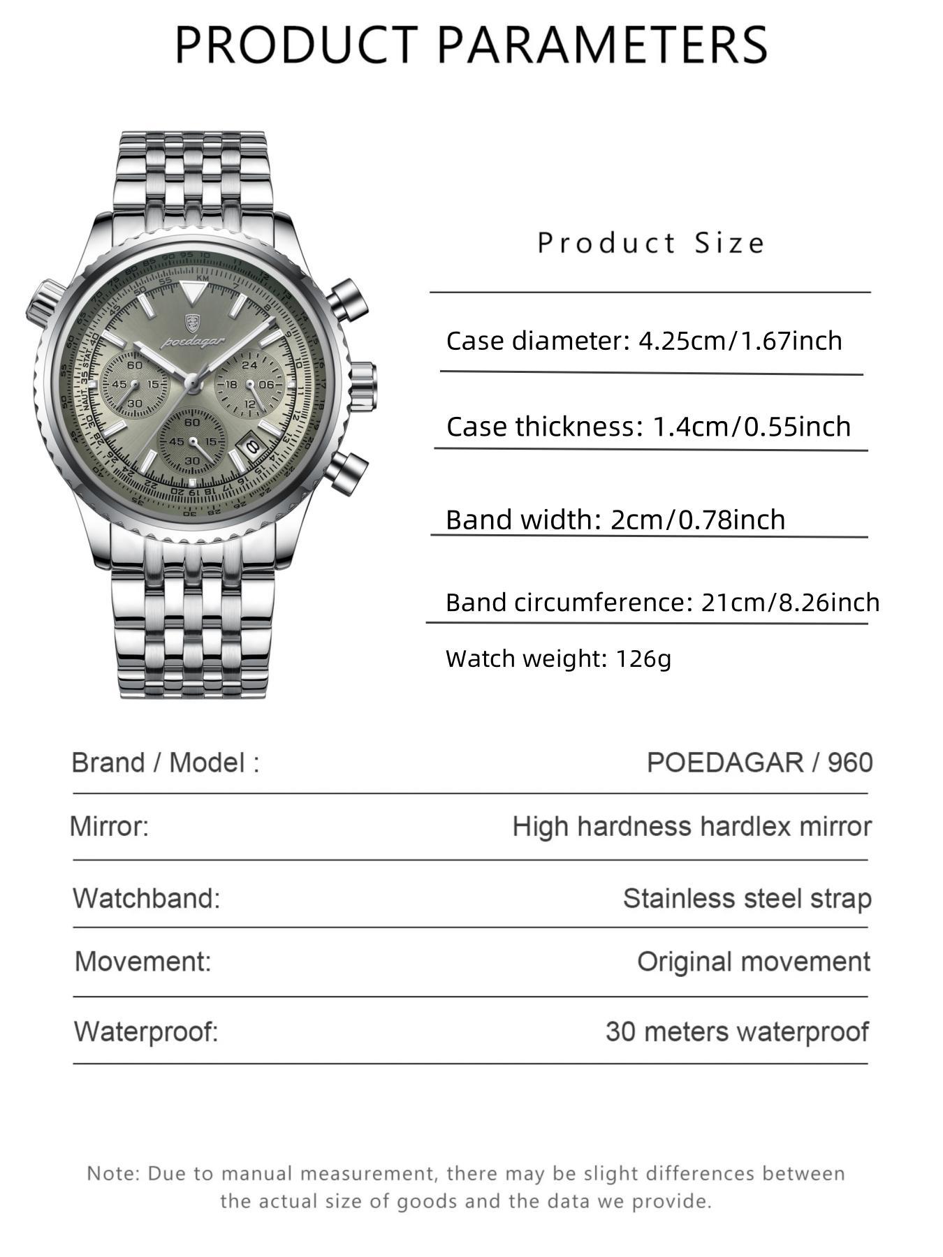 Business Fashion Round Dial Analog Quartz Watches for Men, Trendy Multifunctional Luminous Fashionable Watch, Waterproof Luminous Date Chronograph Watch, Stainless Steel Watch for Men Gifts, with Box