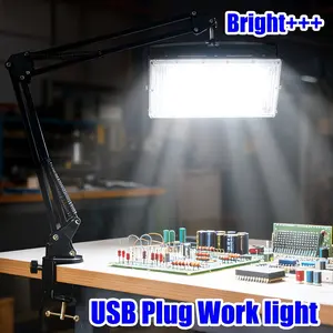 50/96 LED USB White Light Flood Light, with Folding Desktop Stand, Can Be Freely Adjusted 360° Light Angle, Switch And 1.5M Power Cord, Low Voltage 5V, USB Plug, Suitable for Workshop/Studio Desktop Office Lighting