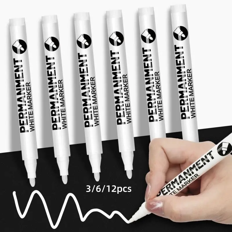 White Acrylic Paint Pens,White Markers Paint Permanent Marker Pens, Fine Tip 1-2mm Waterproof Paint Pen for Creative Fabric Rock Painting Tyre Art Paper Glass for Drawing,Coloring,Graffiti,DIY Crafts, Artwork, Waterproof Formula, Permanent Ink