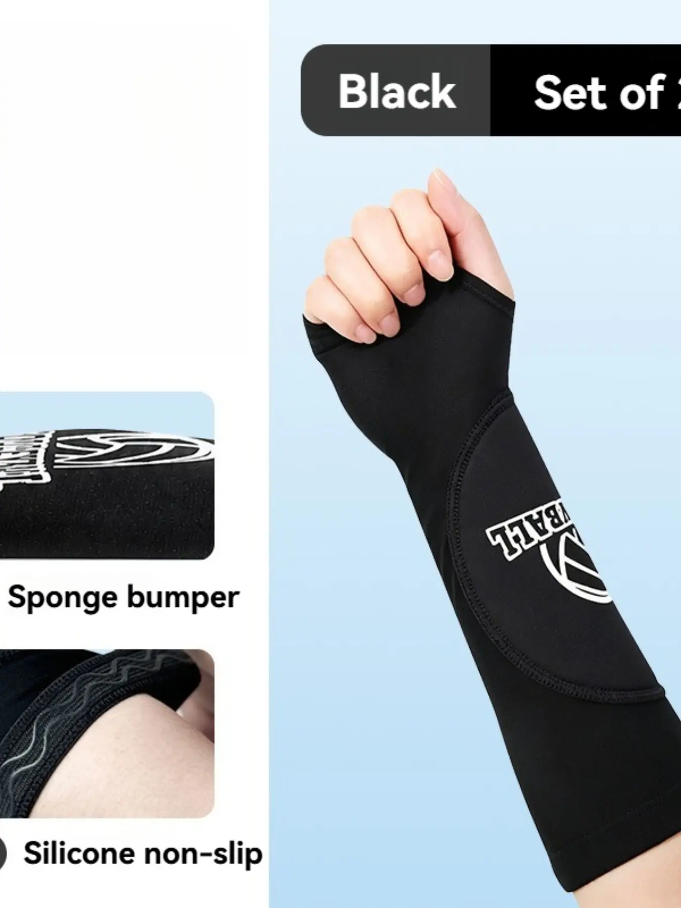 Sports Volleyball Elbow Protector, Student Training Arm Guard, Unisex Summer Impact-Resistant Sponge, Breathable Finger Sleeve, Extended Sports Elbow Pad