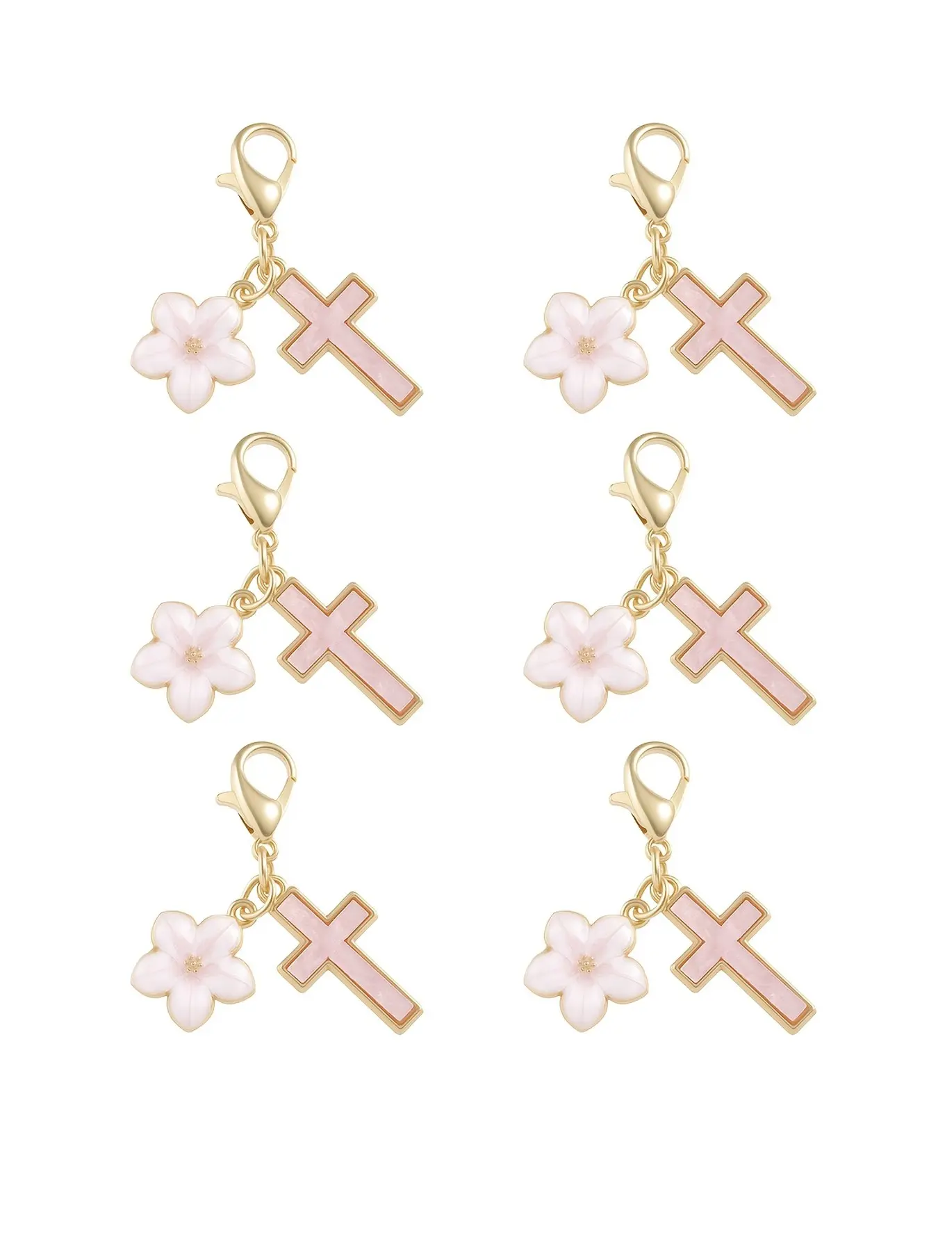 [Easter Holiday Birthday Gifts] 6/20pcs Easter Series Cross Flower Zinc Alloy With Lobster Clasp Keychain , Aesthetic Keychain Charm, Suitable For Craft Making, Key Ring, Keychain Accessories, Holiday Parties, And Birthday Gifts