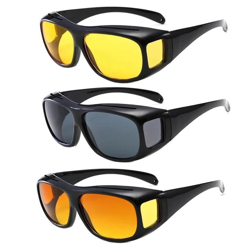 3-pack driving sunglasses with night vision and UV protection for men and women. Ideal for both day and night driving, reduce glare, enhance comfort, and protect your eyes on the road, from city drives to long highways