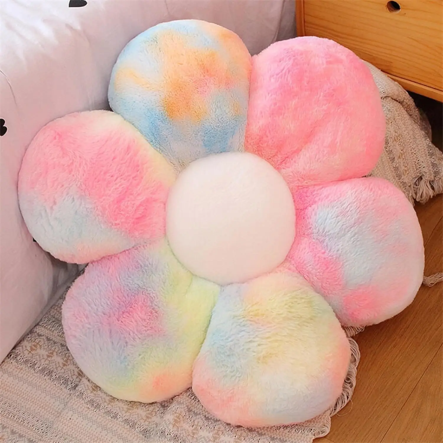 20" Flower Shaped Throw Pillow Colorful Daisy Flower Seating Cushions Couch Decor Pillows for Adults Kids