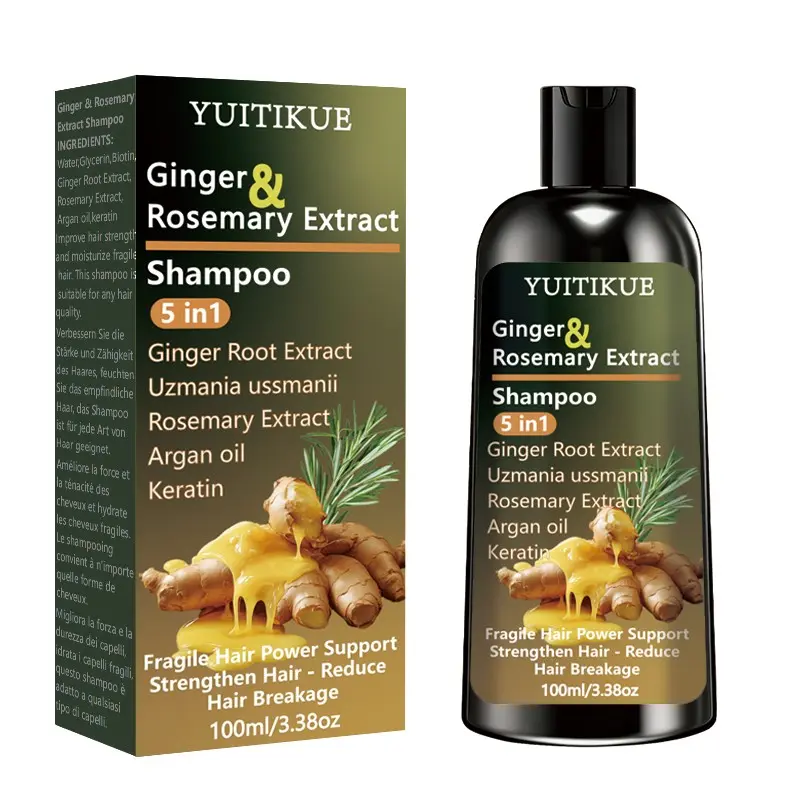 Yuitikue Ginger Rosemary 5-In-1 Hair Repair Shampoo 100ML, Keratin Argan Oil, Strengthens Hair, Reduces Breakage, Nourishes Hair