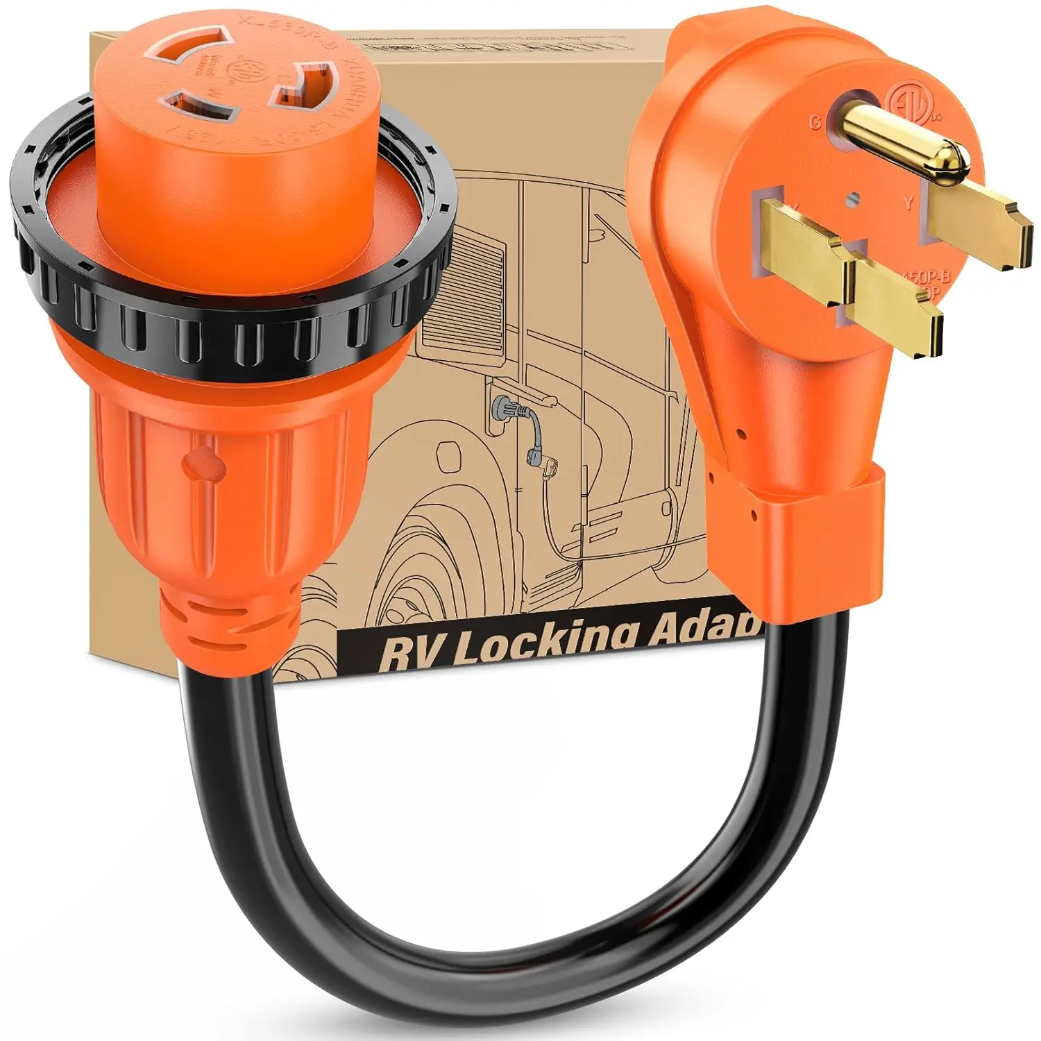 Nilight 50A to 30A Voltage Conversion Heavy-Duty Power Adapter Cord, 10-Gauge 14-50P to L5-30R Pure Copper Dog Bone Plug Wire with Locking Ring, Weatherproof PVC for RV Camper & Plug Sockets, 50 To 30Amp Adapter