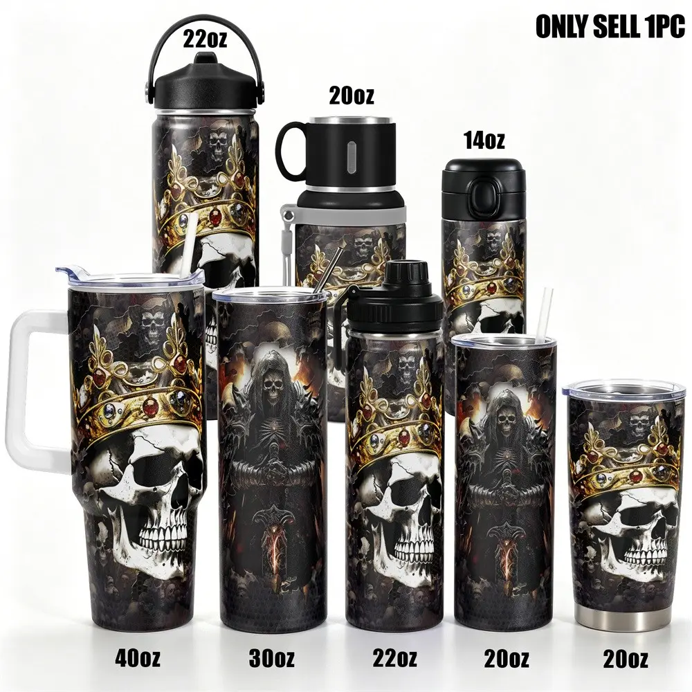 1pc, Gift for Skull Lover 40oz Tumbler, Skull Print 40oz, Insulated and Durable, Gift for Any Occasion, Birthdays, Holidays, or Special Moments for Family, Friends, Stainless Steel Thermal Tumbler, Insulated Travel Drinkware