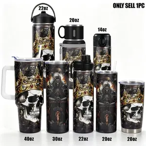 1pc, Gift for Skull Lover 40oz Tumbler, Skull Print 40oz, Insulated and Durable, Gift for Any Occasion, Birthdays, Holidays, or Special Moments for Family, Friends, Stainless Steel Thermal Tumbler, Insulated Travel Drinkware