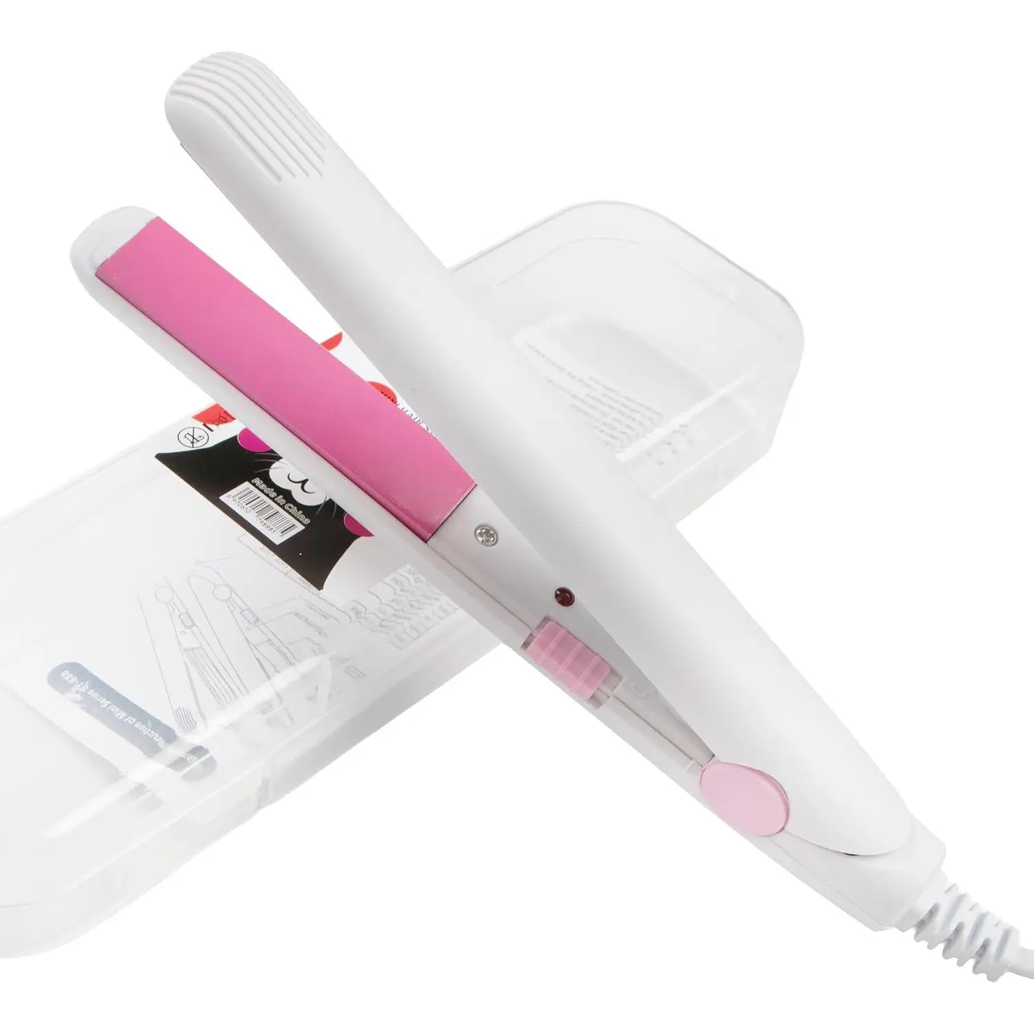Mini Hair Straightener, 2 in 1 Mini Curling Iron Portable Travel Hair Straightener Heating Curler Hair Styling Tool for Short Hair,Home or Salon (White)