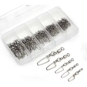 110PCS Stainless Steel Barrel Snap Swivel Fishing Accessories, Premium Fishing Gear Equipment with Ball Bearing Swivels Snaps Connector  Quick Connect Fishing Lures