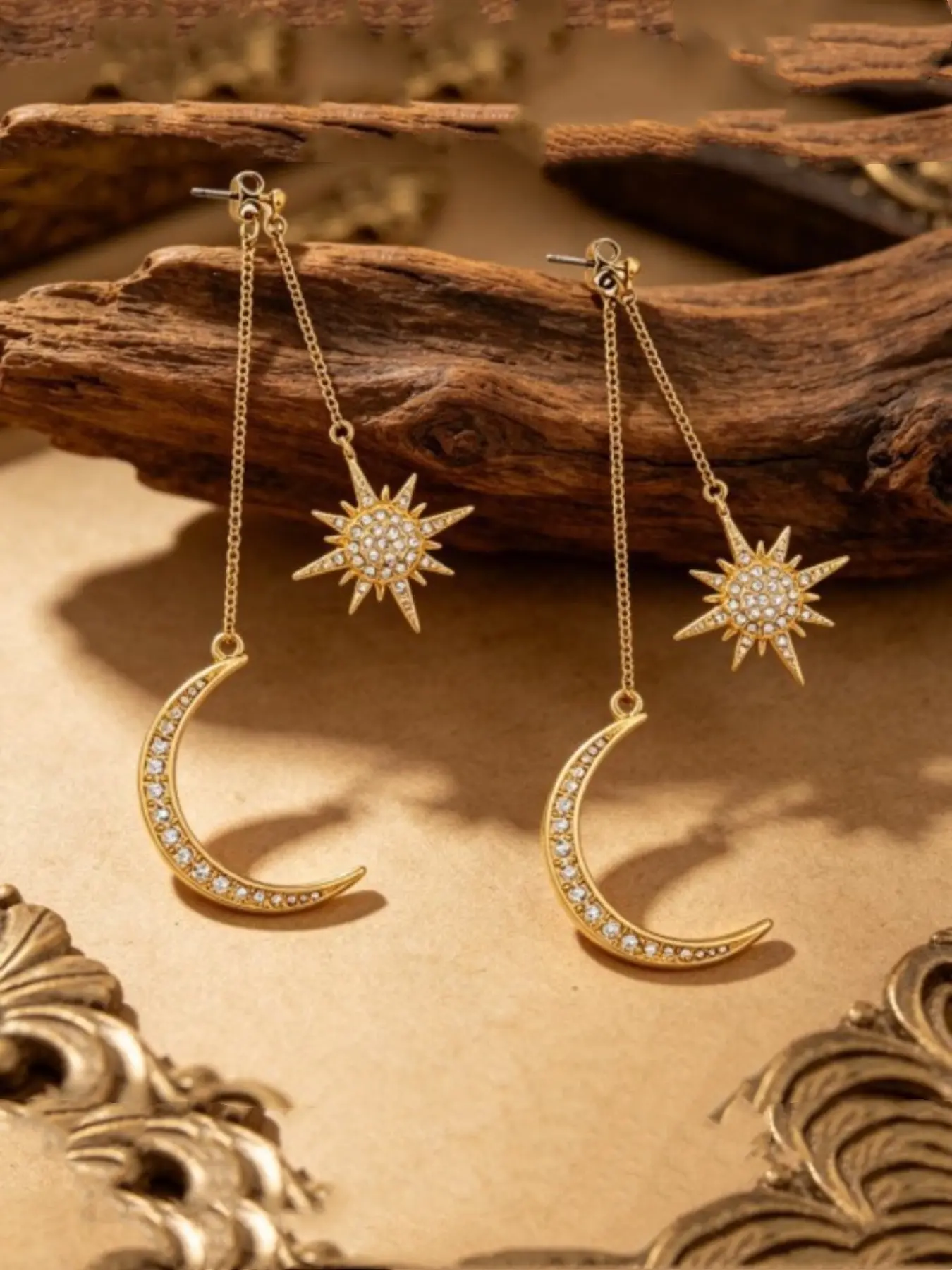 The Ultimate Star & Moon Cubic Zirconia Long Tassel Drop Earrings Eight Pointed Star Crescent Paved CZ Bling Dangle Earrings Romantic Luxury Premium Gift for Her.