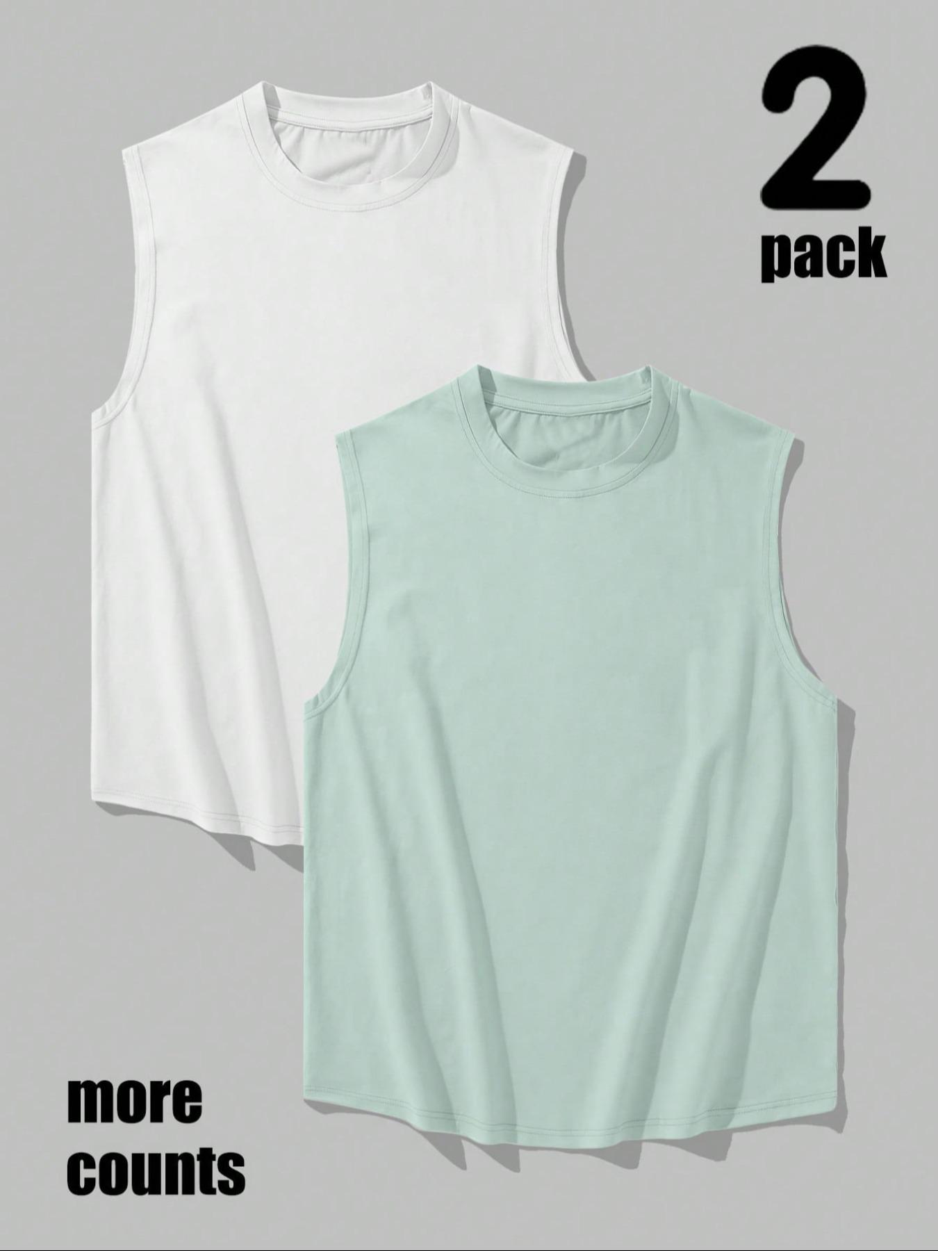 Men's Basic Solid Round Neck Sleep Tank Top, Regular Fit Casual Comfy Sleeveless Pajama Top for Summer, Women's Sleepwear