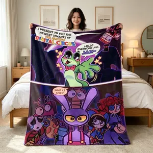 The Amazing Digital Circus Comic Panel Flannel Blanket, Jax & New Tenant Print Throw for Fans & Home Decor