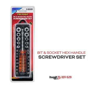 29-Piece Precision Screwdriver Set with ABS Handle, Hex Shank, and Bit & Socket Accessories