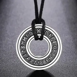 LIKGREAT Vintage Nordic Rune Necklaces for Men Stainless Steel Norse Runes Viking Jewerly Pagan Pendant Amulet Gift Hot Sale