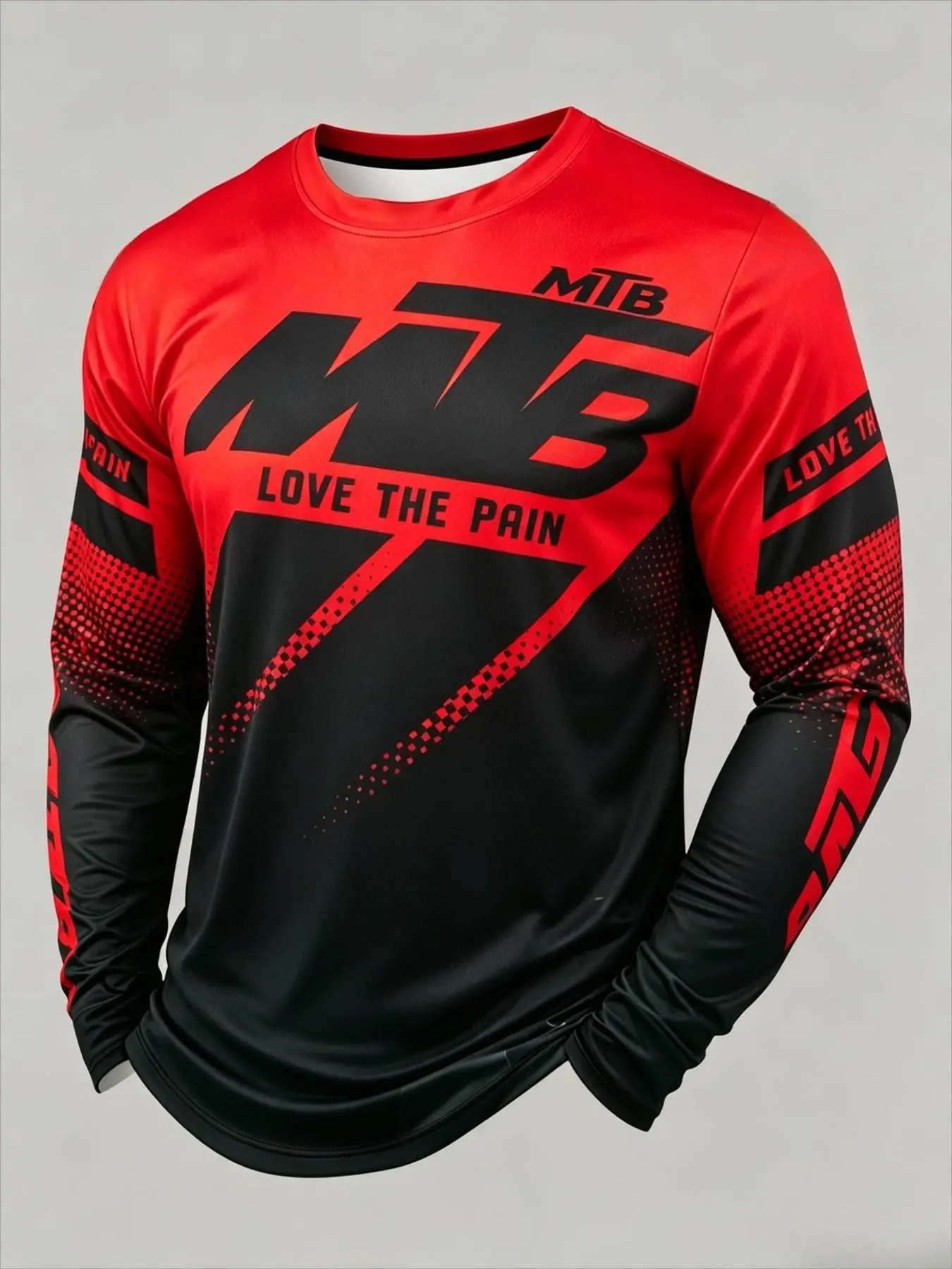 Men's MTB Graphic Long Sleeve T-Shirt, Sports Clothing, 3D Graffiti Print, Quick-Dry Breathable, Outdoor Cycling Training Top, Modern Style, All Seasons 2026 New Arrive Style