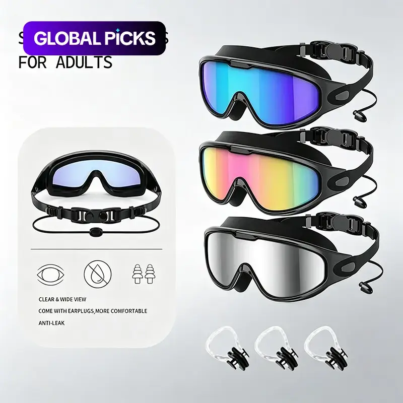 3-Pack Swim Goggles with Nose Clip for Adults and Teens, Leak-Proof Outdoor Swimming Goggles, Comfortable and Stylish Swimming Accessories for Pool, Beach and Open Water #GLOBAL PICKS