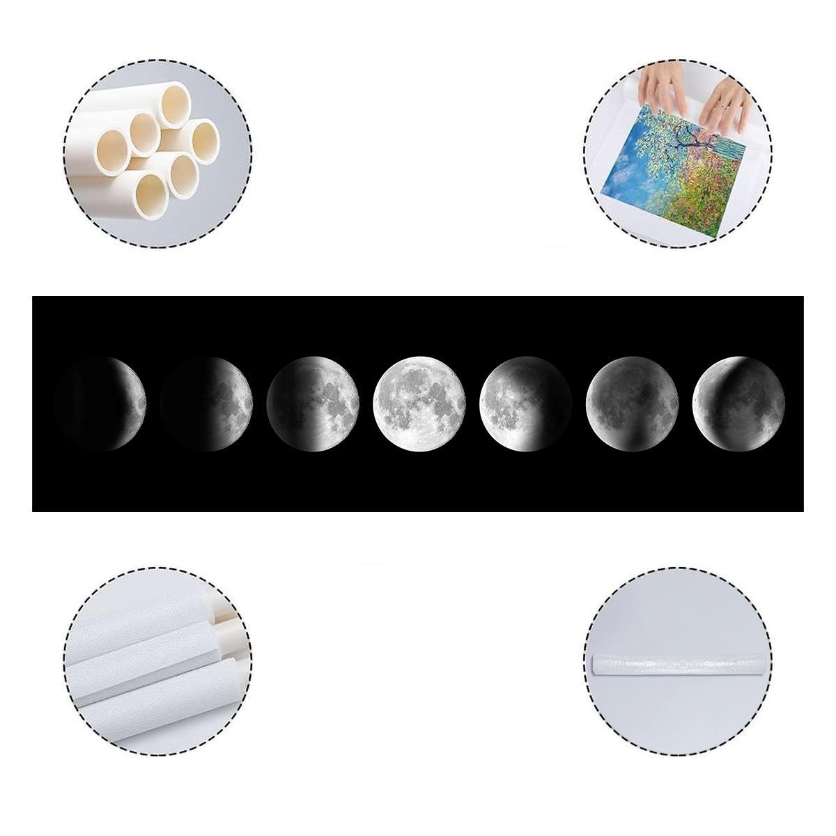 Moon Phase Pattern Unframed Painting, 1 Count Modern Artistic Canvas Wall Art, Wall Art Decoration, Wall Decor for Home Living Room Bedroom Office, Room Decor, Home Decor, Ornaments