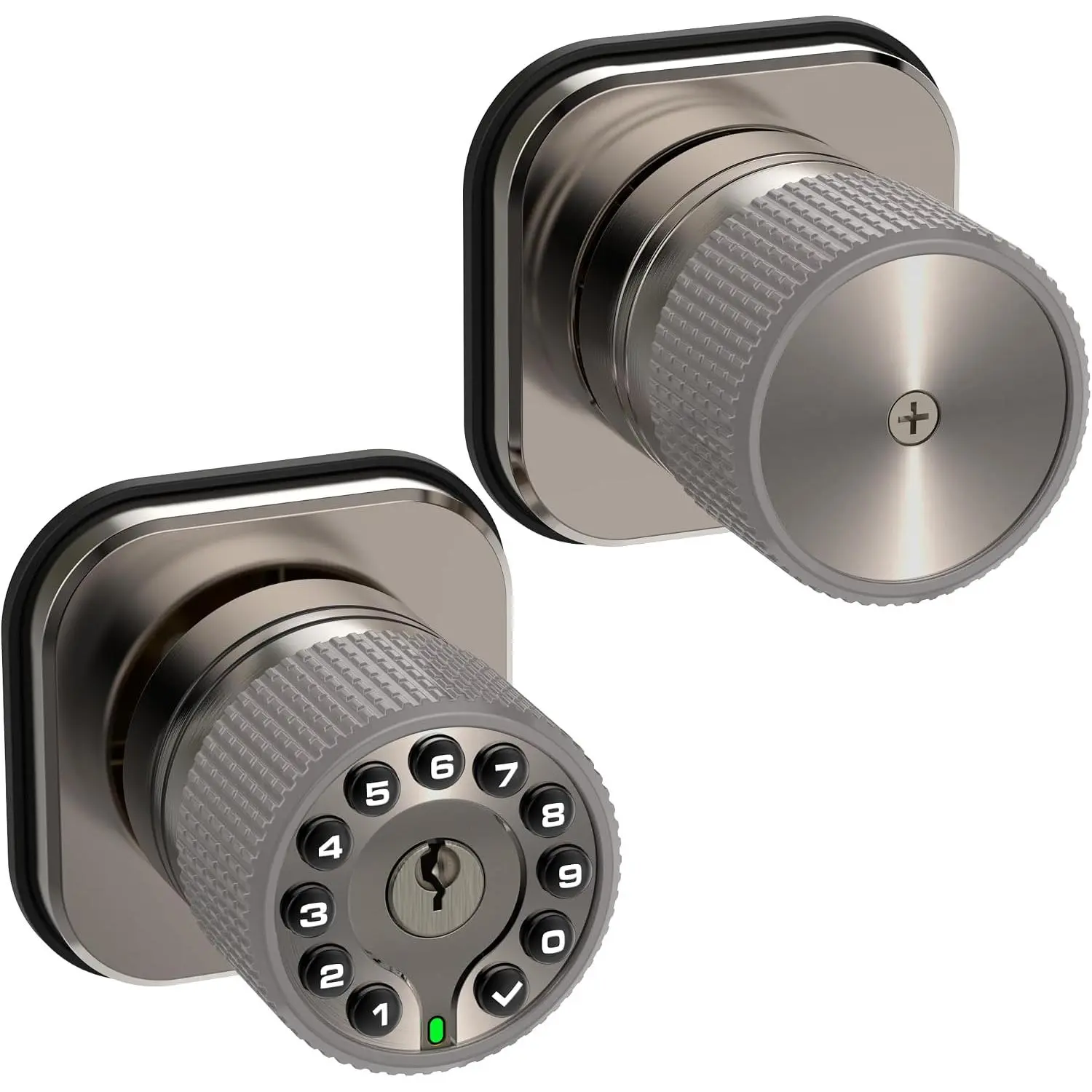 Keyless Entry Knob Lock with Keypad and Key,Auto Lock,,Easy to Install and Program, Work with 4 AAA  for Bedroom,Exterior & Interior Doors. (Nickel with Keypad)
