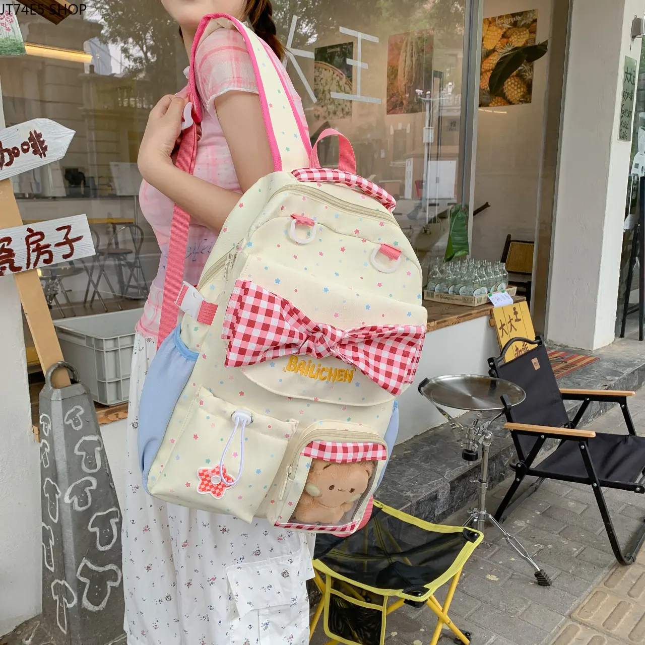 Women's Fashion Sweet Bow Backpack - Lightweight Synthetic, Large Capacity, Multiple Pockets - Ideal for Female Middle School-College Students School Commute