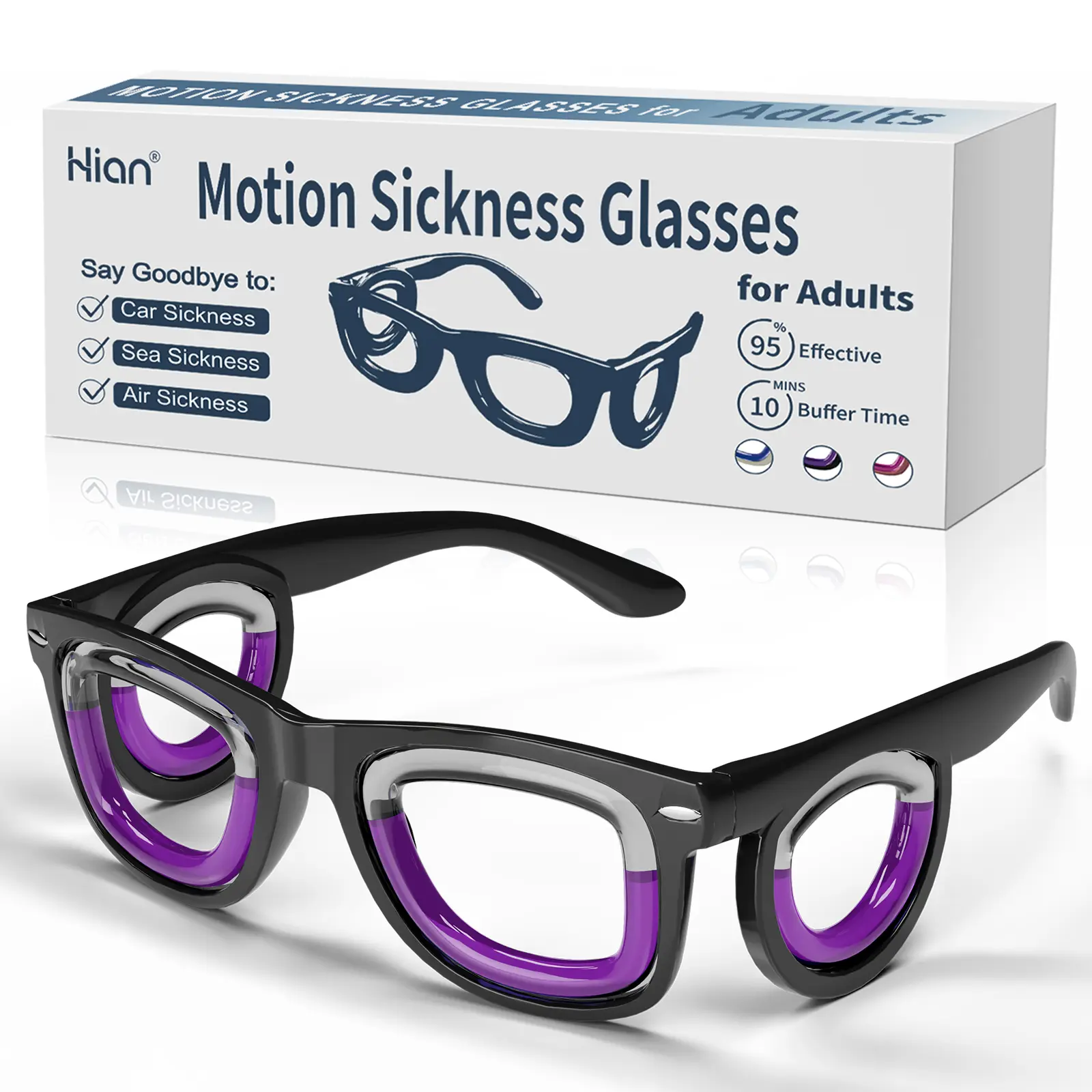 Unisex Anti-Motion Sickness Glasses, Lightweight Ergonomic Design for Car Travel, Nausea Relief, Portable Audio & Video Accessory, Motion Glasses