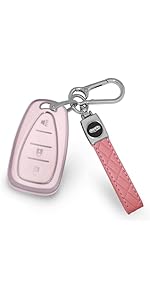 for Ford Key Fob Cover, TPU 3 Buttons Key Case Shell Full Protection for Ford Explorer Bronco Fusion Edge Sport Escape Bronco F150 Pink Car Key Cover with Keychain