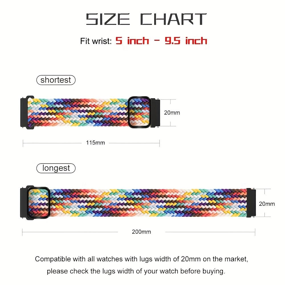 Elastic Braided Nylon Solo Loop Bands – Adjustable Stretch Strap 20/22mm for Samsung Galaxy Watch, Comfortable Sport Wristband, Unisex