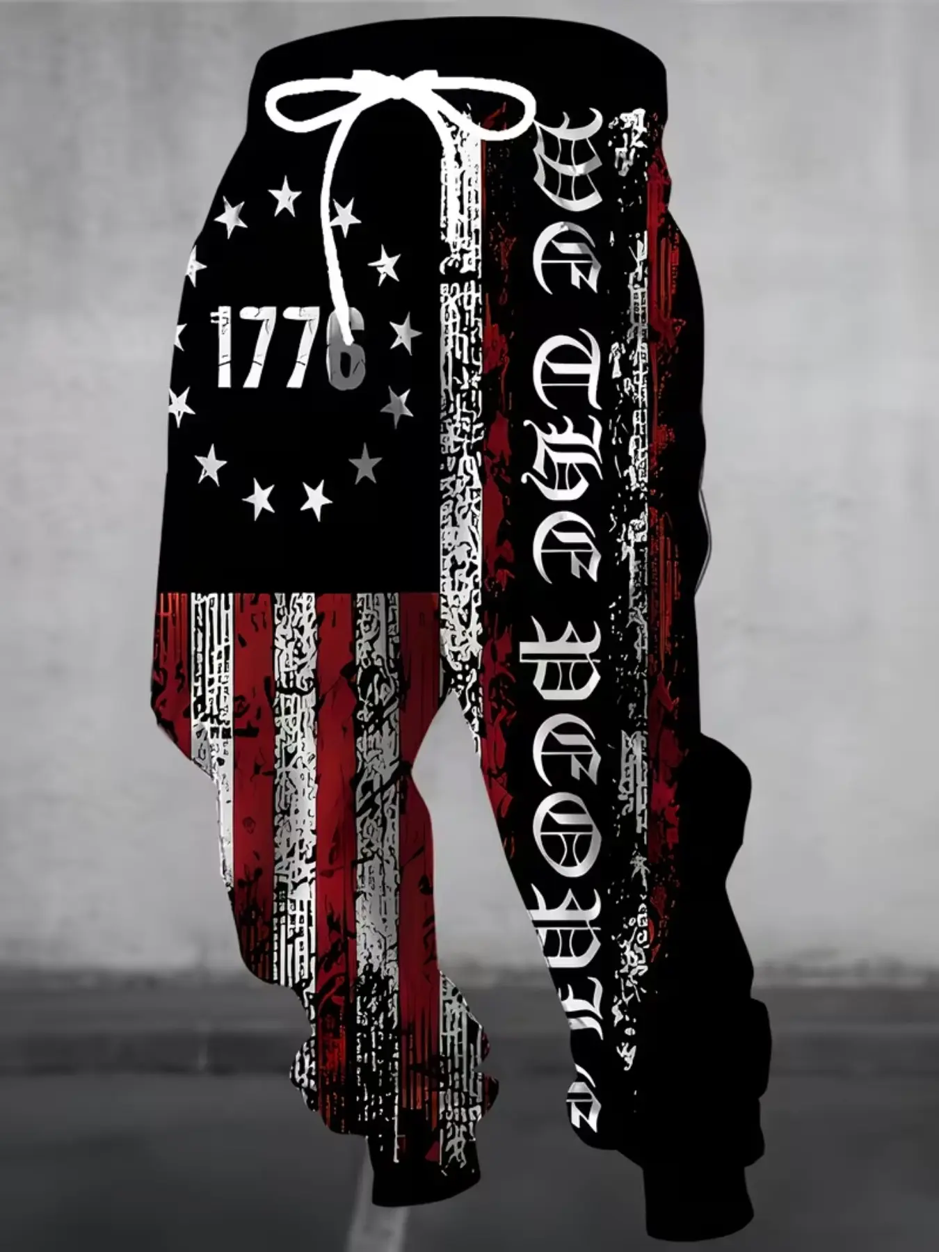 Men's Fashion 3D American Flag Print Joggers, Drawstring and Pockets, Casual Polyester Sport Pants