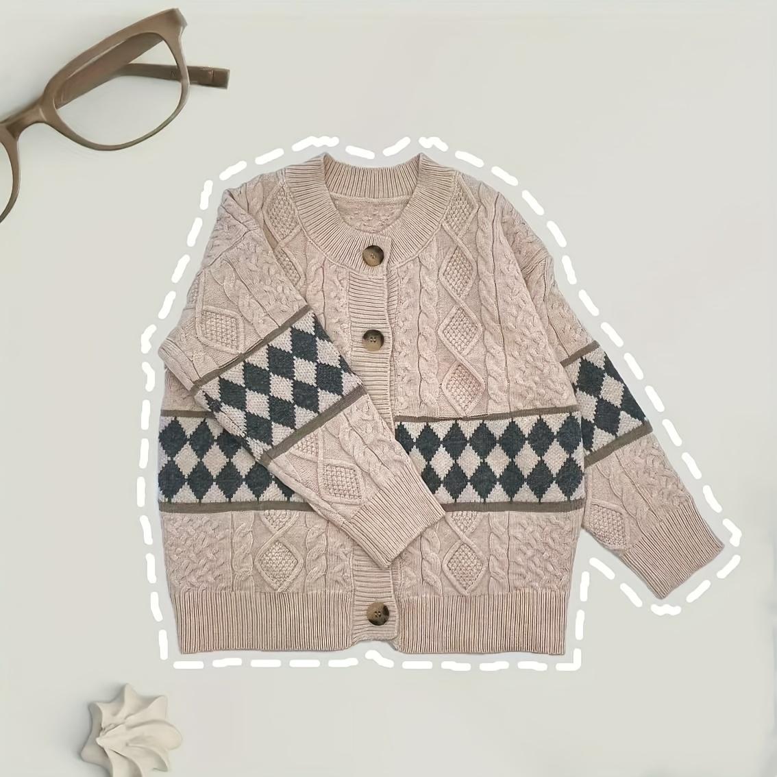Girls' Sweater Jacket Spring and Autumn New Korean Style Fashionable Casual Knitted Cardigan, Suitable for 3-14 Years Old Girls, Perfect for Daily Wear, Holiday Activities, School, as a Gift, Knitted Cardigan, Sweater Cardigan, Sweater Card