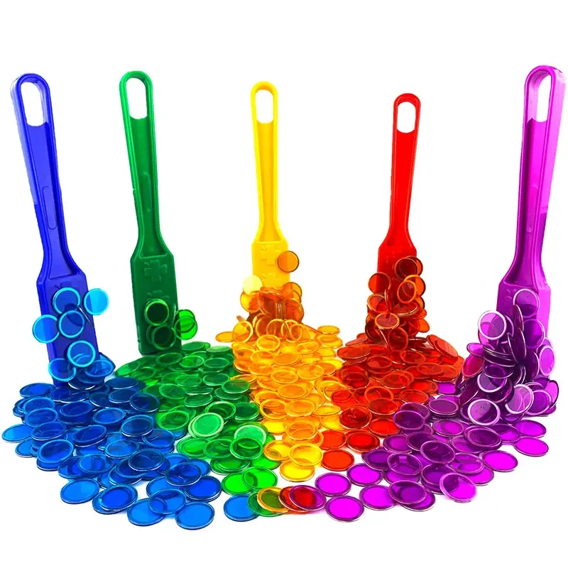 Montessori Magnetic Wands & Bingo Chips, Vibrant Safe Tencel Maths Learning Toy - Color Counting, Sorting for 3-4 Years Kids, STEM Toy for Parents