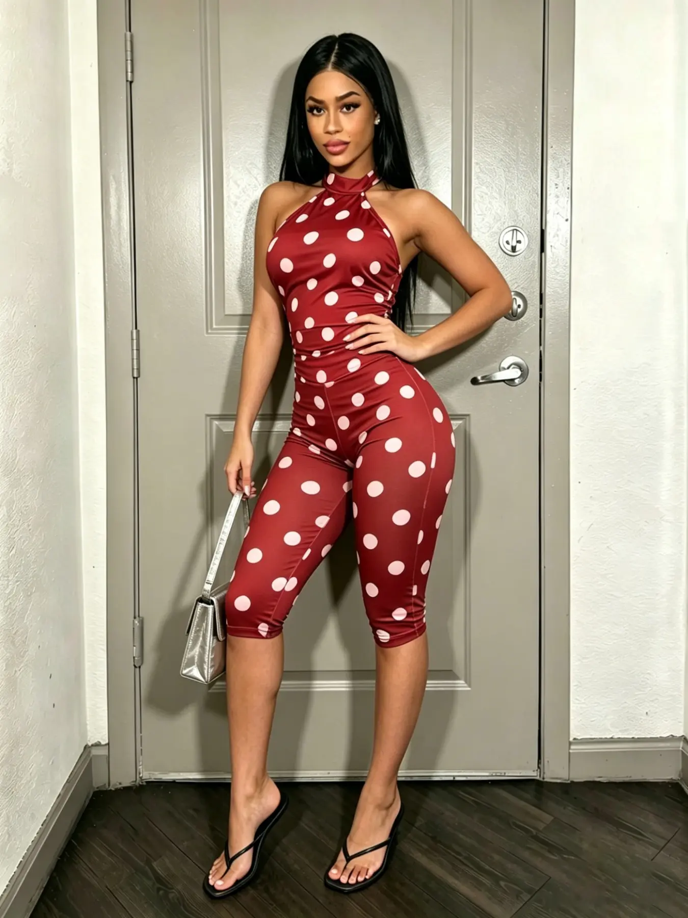 D8663 Stylish Dotted Jumpsuit for Ladies, Daily Streetwear, Suitable for Summer Vacation, Dating & Outdoor Wear
