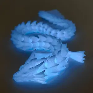 3D Printed Hinged Sky Dragon Model, Glow-In-The-Dark Full-Body Jointed Decor, No Power Needed, Living Room & Study Decoration
