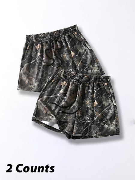 Women's Plain & Camo Print Shorts, Casual Comfy Breathable Shorts for Summer, Ladies Bottoms for Daily Wear