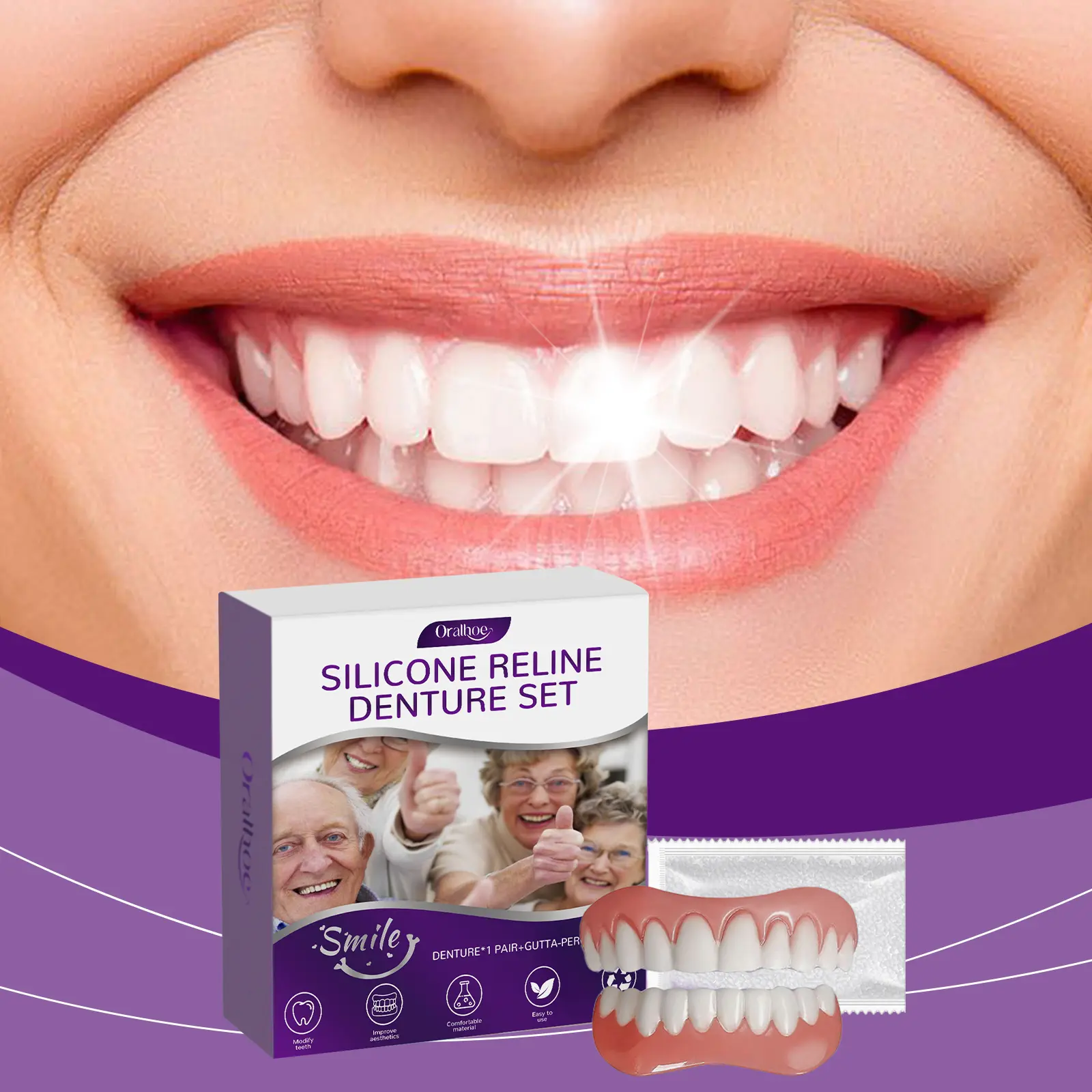 Denture Embellishment Set, Enhances Smile Appearance Comfortable Material Dental Beauty Care Set