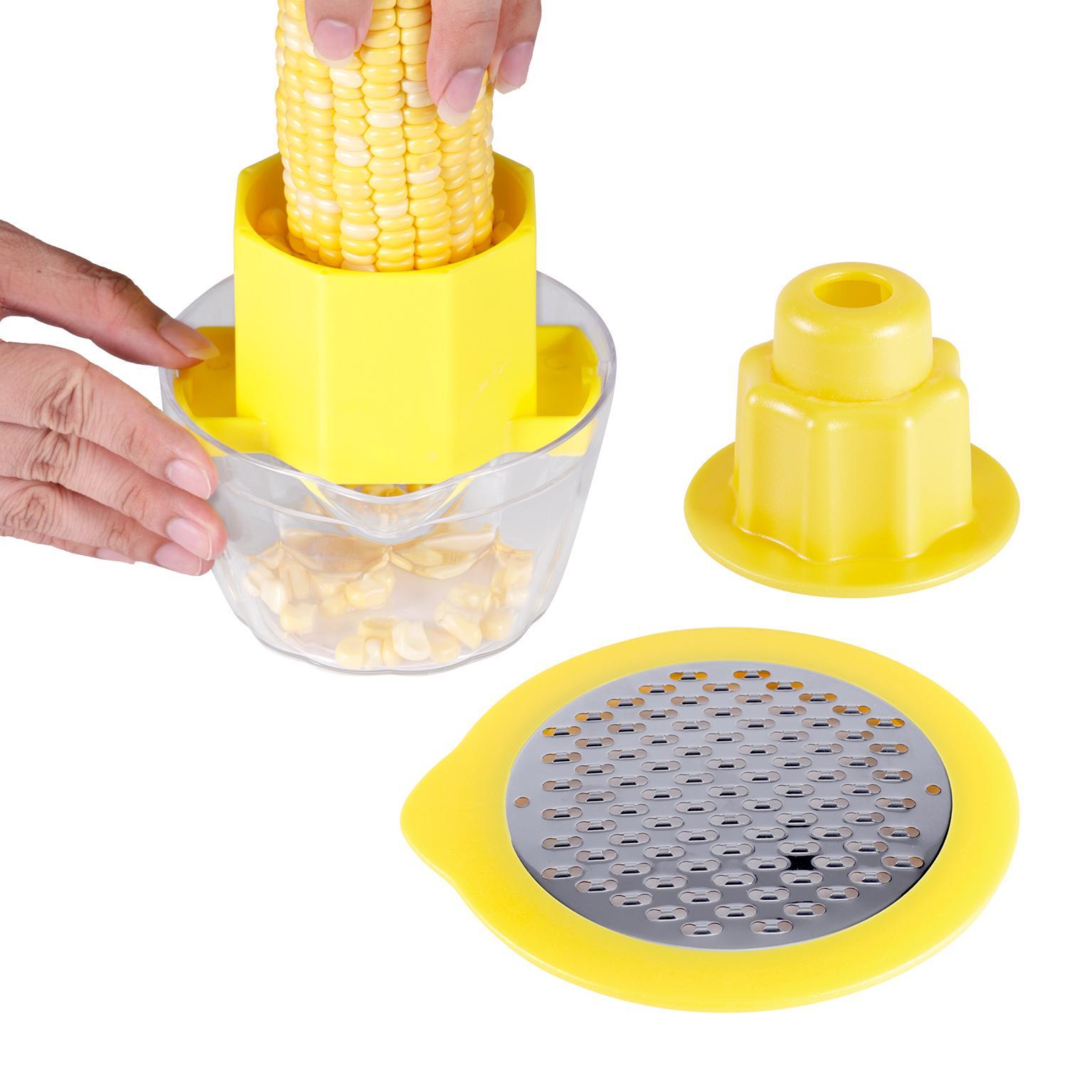 1pc 4-in-1 Corn Kernel Remover Tool, Multifunctional Corn Peeler & Vegetable Fruit Peeler with Ginger Grater